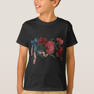 Vintage Patriotic Ribbon and Flowers T-Shirt
