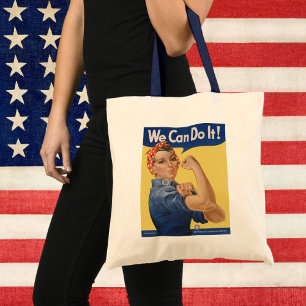 Vintage Patriotic Rosie the Riveter, We Can Do It! Tote Bag
