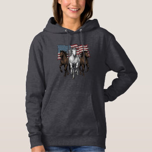 Vintage Patriotic Running Horses Vector Design_1 Hoodie