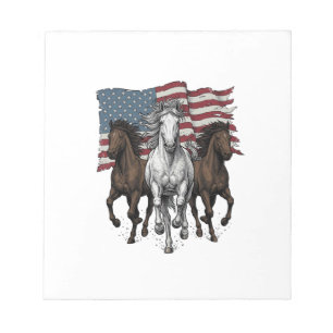 Vintage Patriotic Running Horses Vector Design_1 Notepad