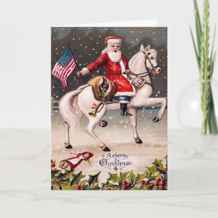 Vintage Patriotic Santa Holiday Card