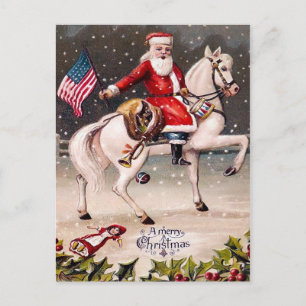 Vintage Patriotic Santa Postcard