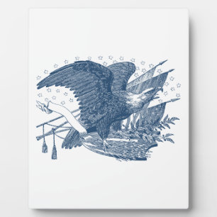 Vintage Patriotic Screaming Eagle USA Flag Arrows Plaque