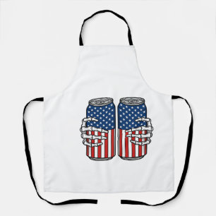 Vintage Patriotic Skeleton Hands Holding Cans Vect Apron