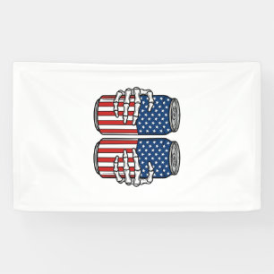 Vintage Patriotic Skeleton Hands Holding Cans Vect Banner