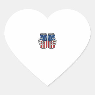 Vintage Patriotic Skeleton Hands Holding Cans Vect Heart Sticker