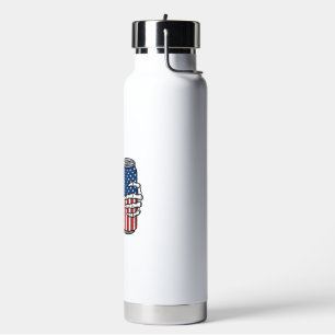 Vintage Patriotic Skeleton Hands Holding Cans Vect Water Bottle