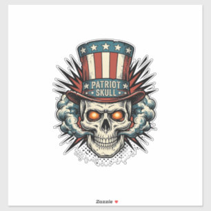 Vintage Patriotic Skull Top Hat T-Shirt Design_1