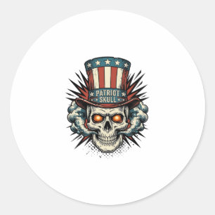 Vintage Patriotic Skull Top Hat T-Shirt Design_1 Classic Round Sticker
