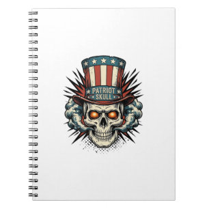 Vintage Patriotic Skull Top Hat T-Shirt Design_1 Notebook