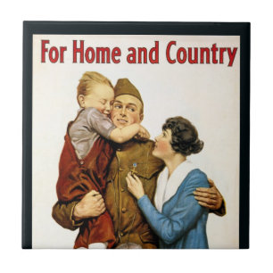 Vintage Patriotic Soldier for Victory Liberty Loan Ceramic Tile