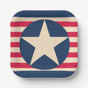 Vintage Patriotic Stars and Stripes Paper Plate