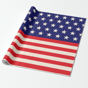 Vintage Patriotic Stars and Stripes Wrapping Paper