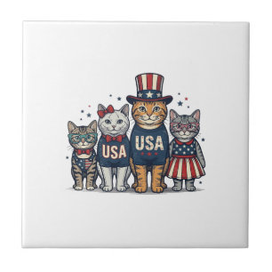 Vintage Patriotic Sunflower Love Shirt Design_1 Ceramic Tile
