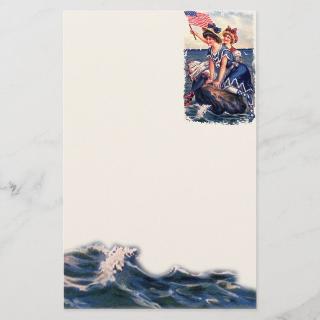 Vintage Patriotic Swimmers Stationery (Front)