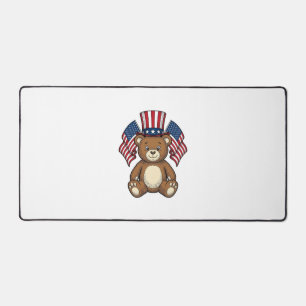 Vintage Patriotic Teddy Bear Vector Design_1 Desk Mat