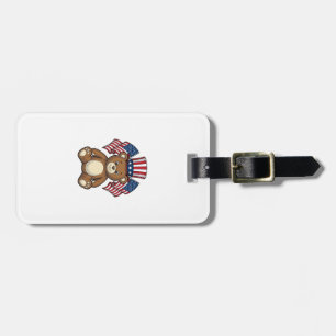 Vintage Patriotic Teddy Bear Vector Design_1 Luggage Tag