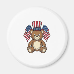 Vintage Patriotic Teddy Bear Vector Design_1 Magnet