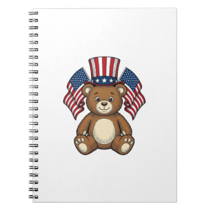 Vintage Patriotic Teddy Bear Vector Design_1 Notebook