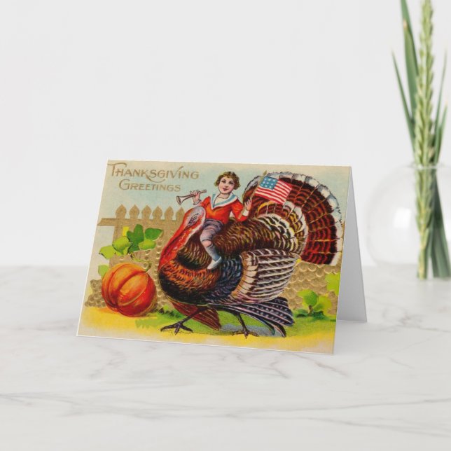 Vintage Patriotic Thanksgiving Greeting Card (Front)