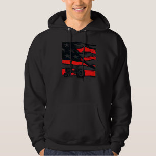 Vintage patriotic tractor on a farm - American fla Hoodie