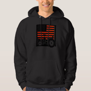 Vintage patriotic tractor on a farm American flag Hoodie