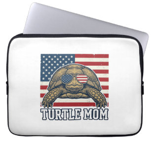 Vintage Patriotic Turtle Mum Shirt Design_1 Laptop Sleeve
