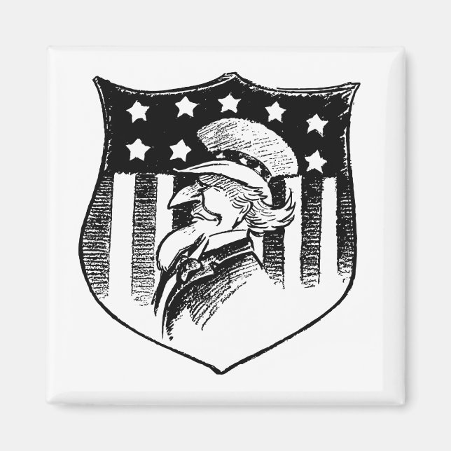 Vintage Patriotic Uncle Sam and American Flag Magnet (Front)