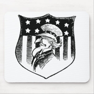 Vintage Patriotic Uncle Sam and American Flag Mouse Pad