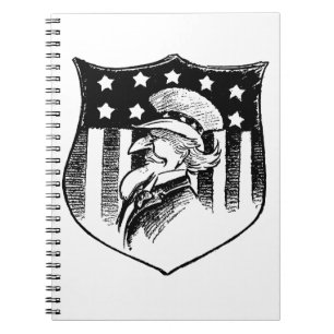 Vintage Patriotic Uncle Sam and American Flag Notebook