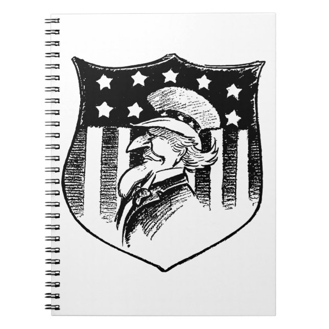 Vintage Patriotic Uncle Sam and American Flag Notebook (Front)
