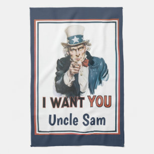 Vintage Patriotic Uncle Sam I Want YOU Tea Towel