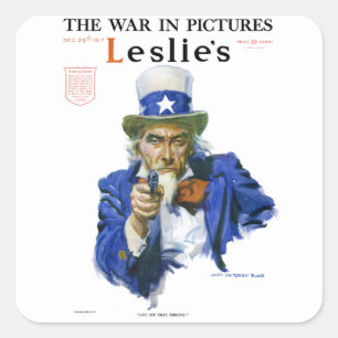 Vintage Patriotic Uncle Sam Magazine Cover Art Square Sticker