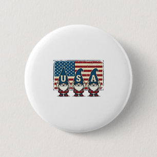 Vintage Patriotic USA Gnomes White Shirt Design_1 6 Cm Round Badge