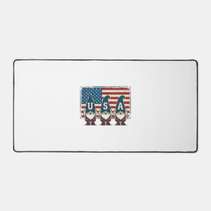 Vintage Patriotic USA Gnomes White Shirt Design_1 Desk Mat