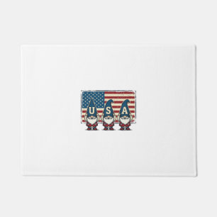 Vintage Patriotic USA Gnomes White Shirt Design_1 Doormat