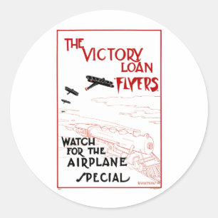 Vintage Patriotic, Victory Loan Flyers Aeroplanes Classic Round Sticker