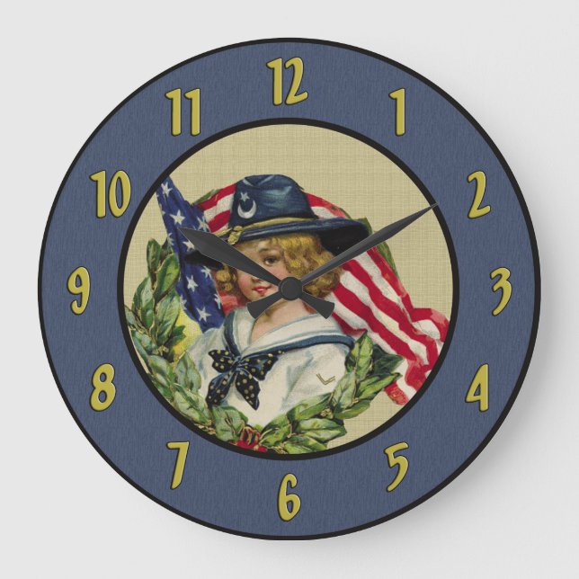 Vintage Patriotic Wall Clock (Front)