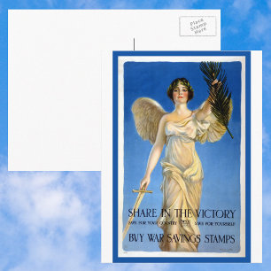 Vintage Patriotic Woman Angel, Buy War Bonds Postcard