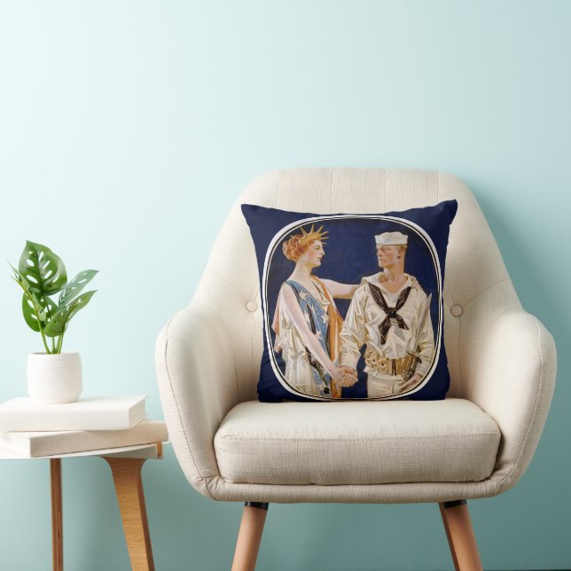 Vintage Patriotism, Lady Liberty with Navy Seaman Cushion (Chair)