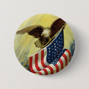 Vintage Patriotism, Patriotic Eagle American Flag 6 Cm Round Badge