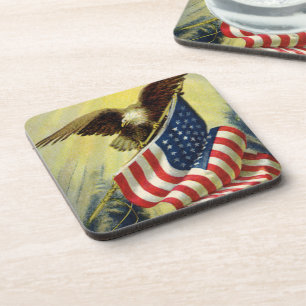 Vintage Patriotism, Patriotic Eagle American Flag Coaster