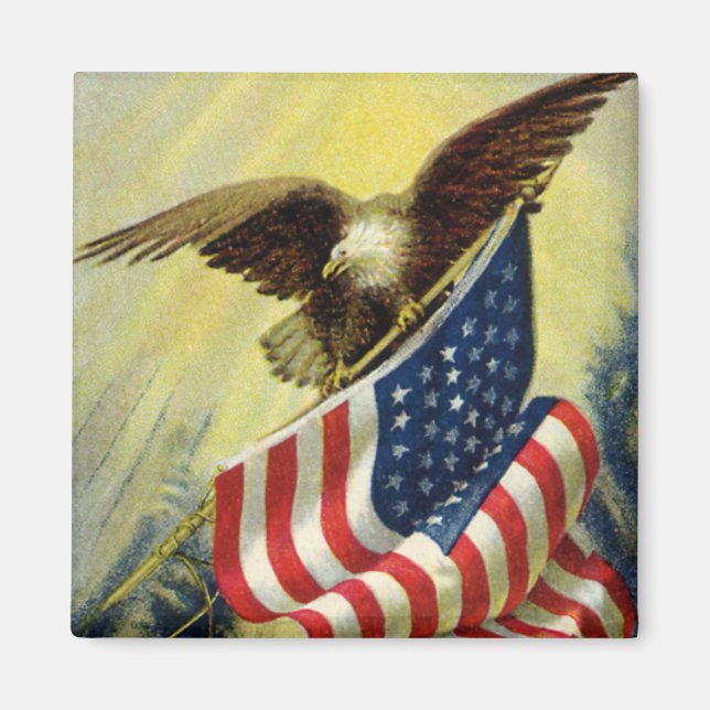 Vintage Patriotism, Patriotic Eagle American Flag Magnet (Front)