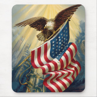 Vintage Patriotism, Patriotic Eagle American Flag Mouse Pad