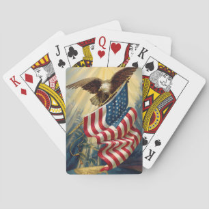 Vintage Patriotism, Patriotic Eagle American Flag Playing Cards