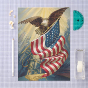 Vintage Patriotism, Patriotic Eagle American Flag Tissue Paper