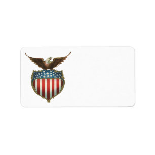 Vintage Patriotism, Proud Eagle over American Flag Label