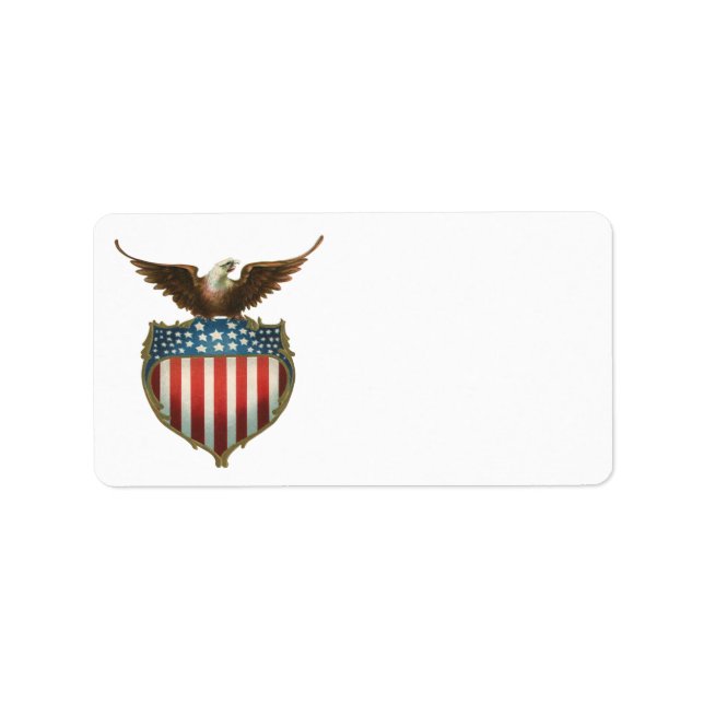 Vintage Patriotism, Proud Eagle over American Flag Label (Front)