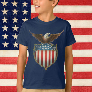 Vintage Patriotism, Proud Eagle over American Flag T-Shirt