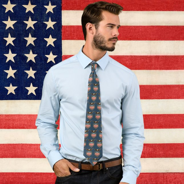 Vintage Patriotism, Proud Eagle over American Flag Tie (Creator Uploaded)